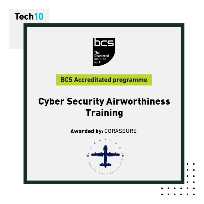 BCS-accredited Cyber Security Airworthiness training credential card, awarded by Corassure